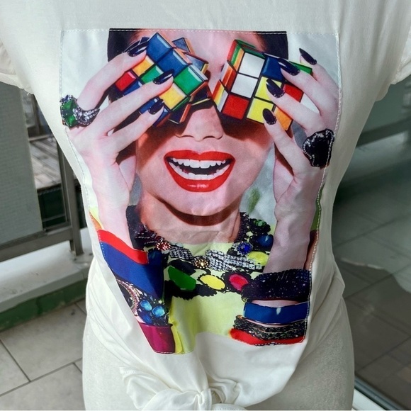 New Why Dress Graphic Crop top Size S - Picture 1 of 5